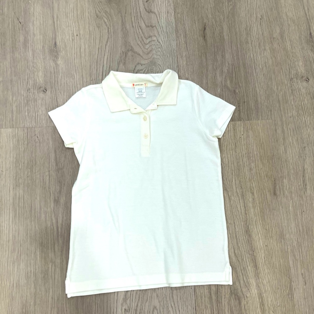 Good condition, simple white polo, from crew cuts, size 8, t-shirt.